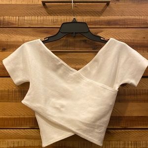 Off-The-Shoulder Cross Knit Crop Top